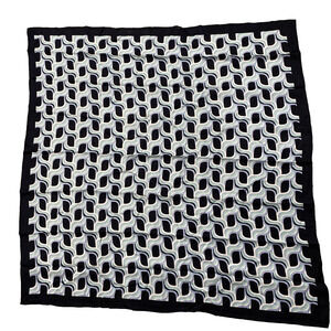 Large Square Scarf Soft Rayon Blend Black Blue White Mint Green Geometric 35"